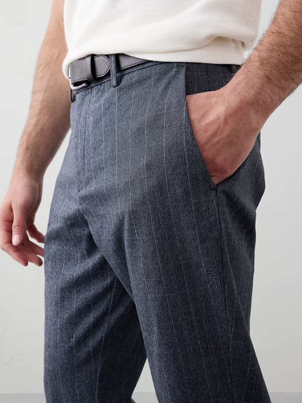 Banana Republic Factory Tapered Slim Fit Ankle Pant 36x30 Glen Blue Stripe 27.5”